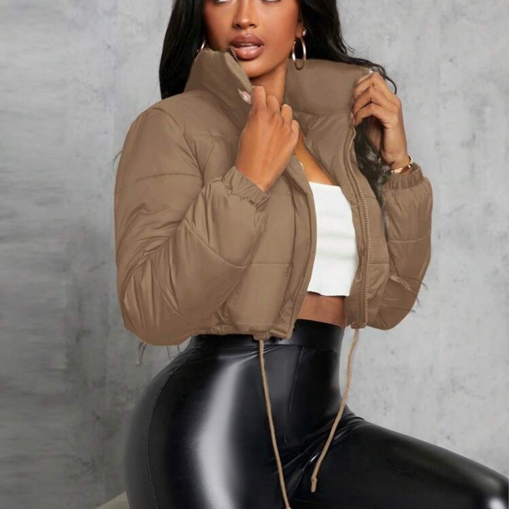 Women's Tan Puffer Jacket